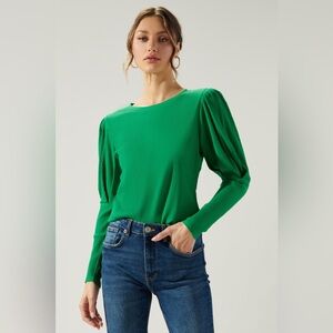 Sugarlips NWOT Reverie Ribbed Knit Puff Mutton Sleeve Fitted Top – Large